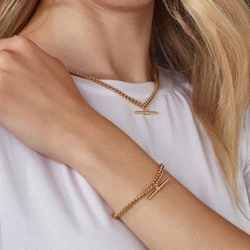 Sterling Silver Gold Plated T-Bar Chain