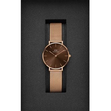 Petite Amber 32mm Brown Dial Quartz Gold Plated Watch