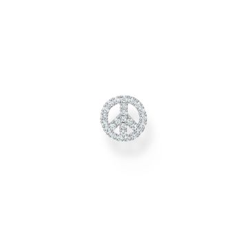 Crystal Peace Sign Sterling Silver Stud Earrings