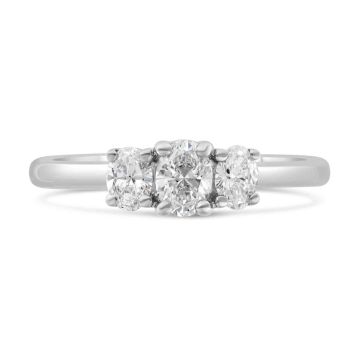 Platinum Oval Cut Diamond Three Stone Ring