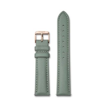Cluse Leather Strap, 18mm, Green Leather, Rose Gold PVD