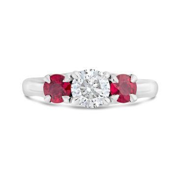 Weir Collection Platinum Diamond & Ruby Three Stone Ring