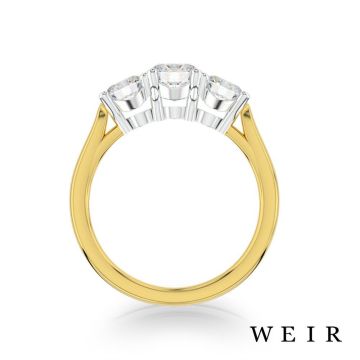 Yellow gold/platinum round brilliant cut diamond engagement ring