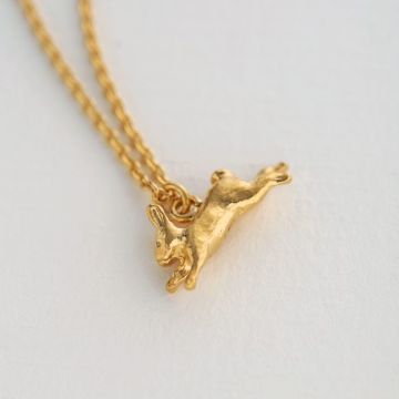 Alex Monroe Gold Plated Leaping Rabbit Necklace