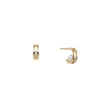 Mikimoto 18 Carat Yellow Gold Hoop Earrings