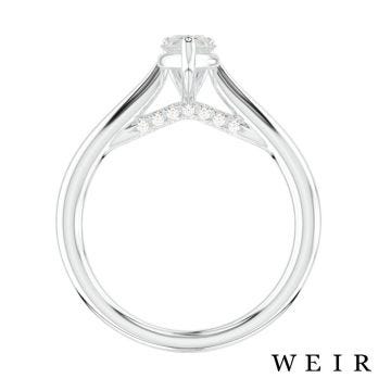 Platinum pear shape cut diamond engagement ring