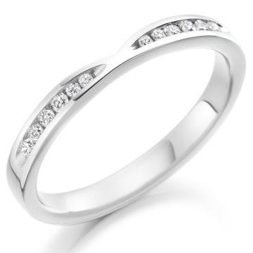 Platinum 0.18ct F/G VS Round Brilliant Cut Diamond Twist Line Band
