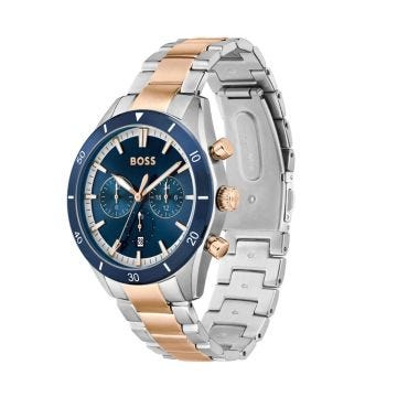 Santiago 42mm Navy Dial Quartz Movement Dual-Toned Bracelet Watch