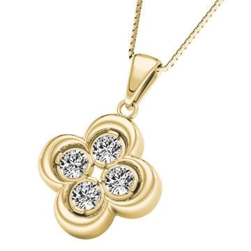 Weir Collection 18K Yellow Gold Diamond Flower Pendant
