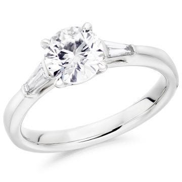 Platinum 1.10ct E SI1 Round Brilliant Cut Diamond Engagment Ring