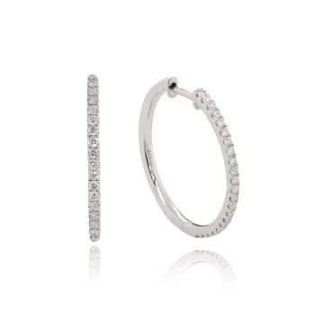 9ct White Gold Diamond Hoop Earrings