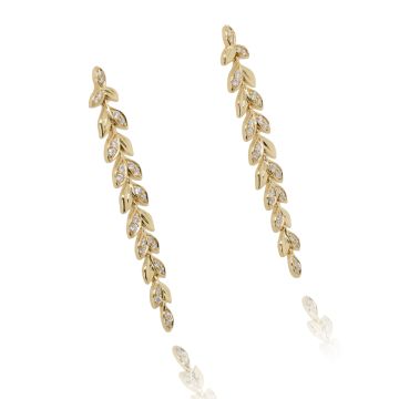9ct Yellow Gold Diamond Vine Drop Earrings