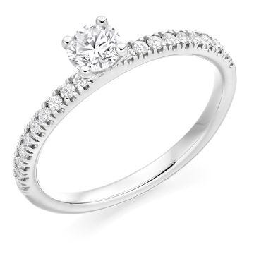 Platinum 0.62ct E VS2 Round Brilliant Cut Diamond Engagement Ring