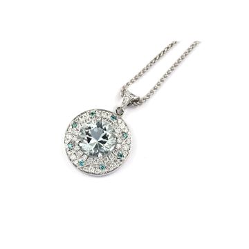 O'Dwyer 18 Carat White Gold Diamond and Aquamarine Pendant