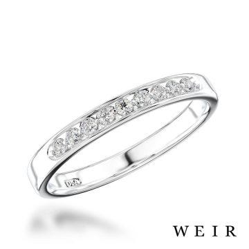 Platinum 0.14ct Round Brilliant Cut Diamond Line Band