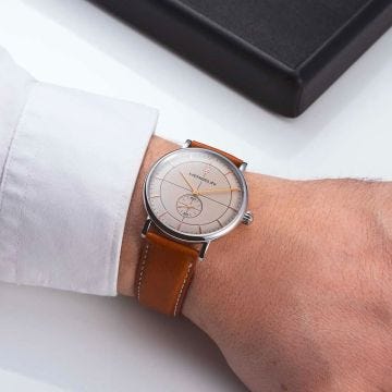 Herbelin Inspiration 40mm, Ivory Dial, Quartz Movement, Stainless Steel Case, Brown Leather Strap Watch 18247AP17TRGD
