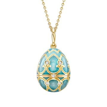 Faberge Palais Tsarskoye Selo Turquoise Guilloche Hen Surprise Locket