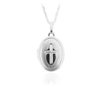 Sterling Silver Communion Cross Locket Necklace