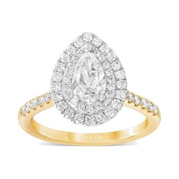 Yellow gold/platinum 0.70ct F VS2  Pear shape cut Diamond Engagement Ring