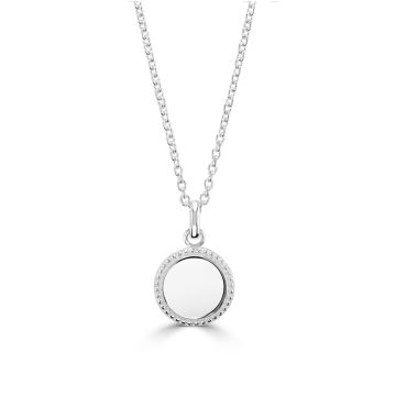 Make cherished memories with the Silver Avery Beaded Disc Pendant Necklace, an ideal gift for christening or communion. This necklace features a delicate beaded disc pendant design, symbolizing love and purity