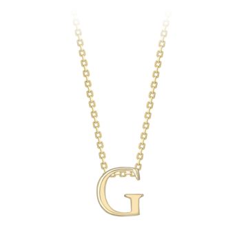 9k Yellow Gold G Initial Pendant Chain Necklace