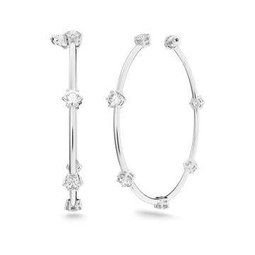 Constella Hoop Earrings, Rhodium Plated