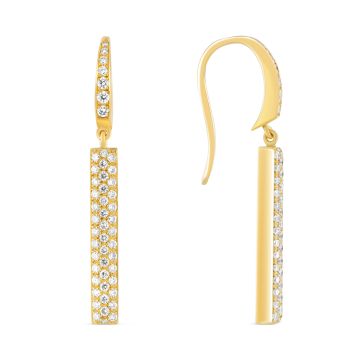 18k Gold Bar .54ct Diamond Droplet Earrings