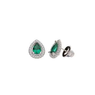 Carat London Emile Emerald Green Pear Borderset Earrings
