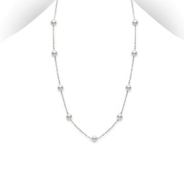 Mikimoto 18k White Gold 5.5mm Akoya Pearl Chain Necklace