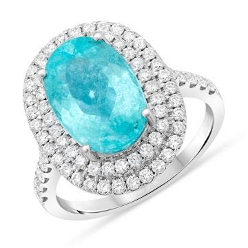 18K White Gold, Paraíba Tourmaline & Diamond Dress Ring