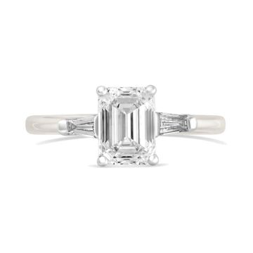 Platinum Lab Grown 1.50ct Emerald Cut Diamond Ring