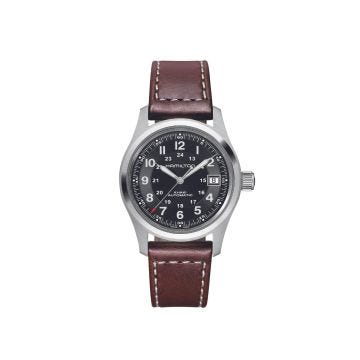 Khaki Field 38mm, Black Dial, Automatic Movement, Stainless Steel Case, Brown Leather Strap Watch