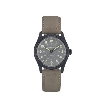 Khaki Field 38mm, Grey Dial, Automatic Movement, Titanium Case, Grey Leather Strap Watch