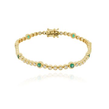 Weir Collection 18 Carat Yellow Gold Diamond Emerald Bubble Bracelet