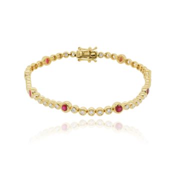 Weir Collection 18ct Yellow Gold Diamond Ruby Bubble Bracelet