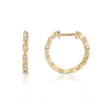 9ct yellow gold diamond hoop earrings
