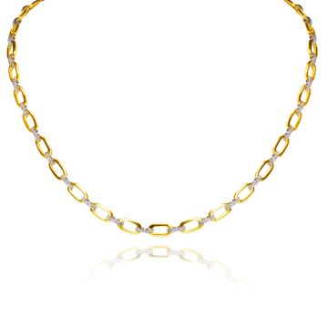 9ct yellow gold & diamond alternating necklace