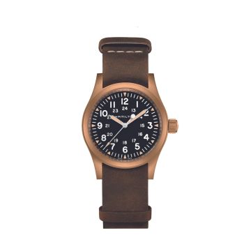 Khaki Field 38mm, Black Dial, Mechanical Movement, Bronze and Titanium Case, Brown Leather Strap Watch