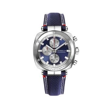 Newport Heritage 42mm, Blue Dial, Quartz Movement, Stainless Steel Case, Textile Strap Chronograph Watch