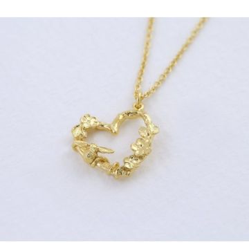 Alex Monroe Floral Heart Itsy Bitsy Bee Gold Plated Necklace GGN1-GP