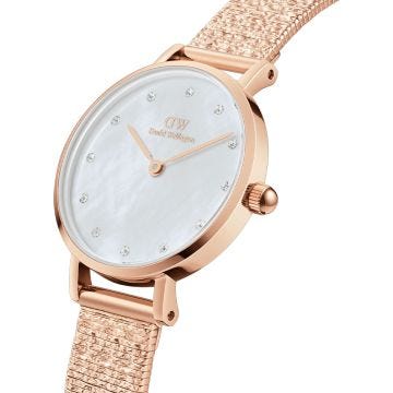 Petite Lumine Pressed Piano 28mm MOP Dial Quartz Rose Gold Plated Watch