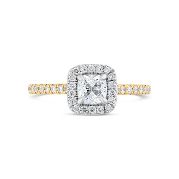 Weir Collection 18k Yellow Gold, Platinum, and .70ct Diamond Solitaire Ring