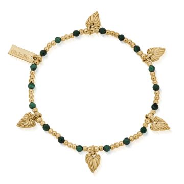 Leaf Heart Gold Plated Malachite Bracelet
