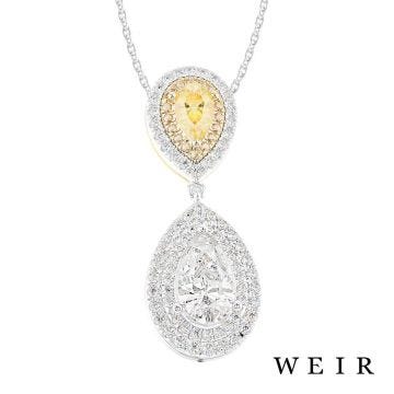 Platinum/yellow Pear shape cut Pendant