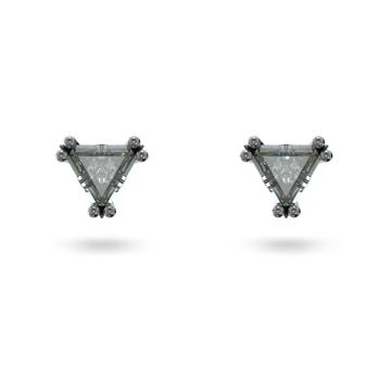 Swrovski Stilla Ruthenium Plated Triangle Cut Stud Earrings