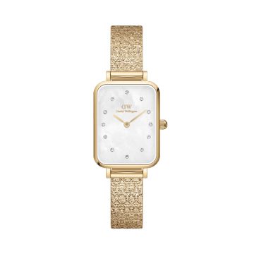 Quadro Lumine Pressed Piano 20 x 26mm MOP Dial Quartz Gold Plated Watch