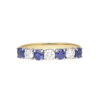 18k Sapphire and Diamond Line Band