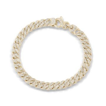 18k Yellow Gold and Diamond Embellished Curb Link Bracelet