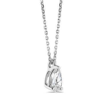18k White Gold Pear-Shaped 0.40ct Diamond Pendant Necklace