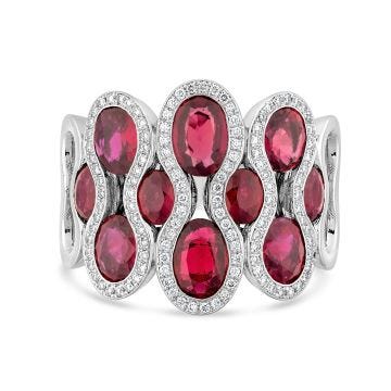 Waskoll 18k White Gold Ruby and Diamond Ring